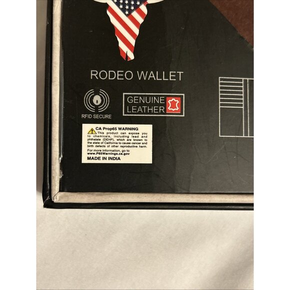AMERICAN BISON LEATHER RODEO WALLET Genuine Leather Western Cowboy American Flag - Picture 8 of 11